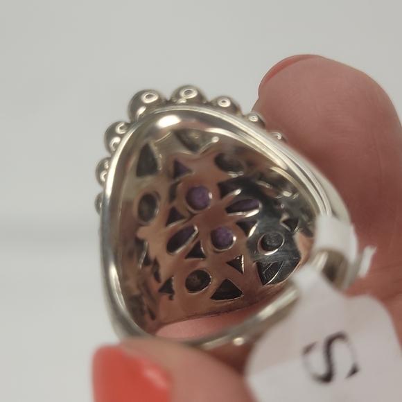 NWOT LAGOS HEAVY BAND Caviar faceted charoite doublet Maya purple silver RING 7 - Picture 3 of 13